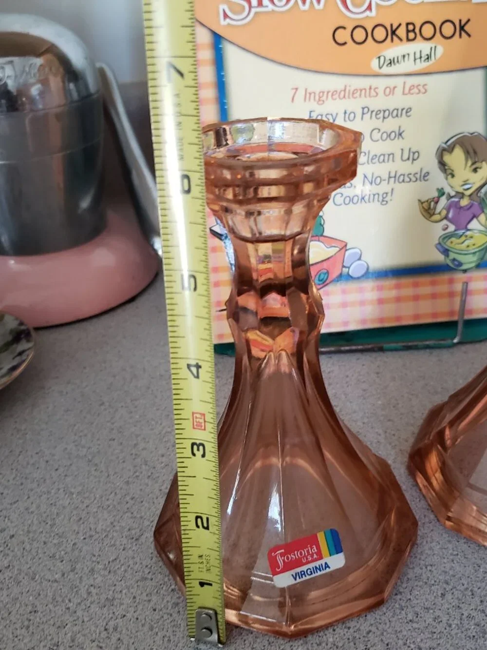 New - Set of 2 Vintage FOSTORIA GLASS Heavy Pressed Glass CANDLESTICK HOLDERS